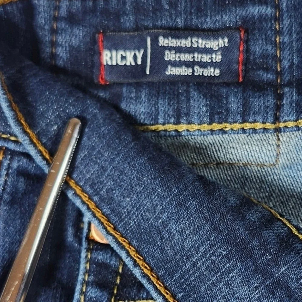 True Religion Ricky Straight Jean Men 44x32 Dark Wash Blue Excellent Flap Pocket